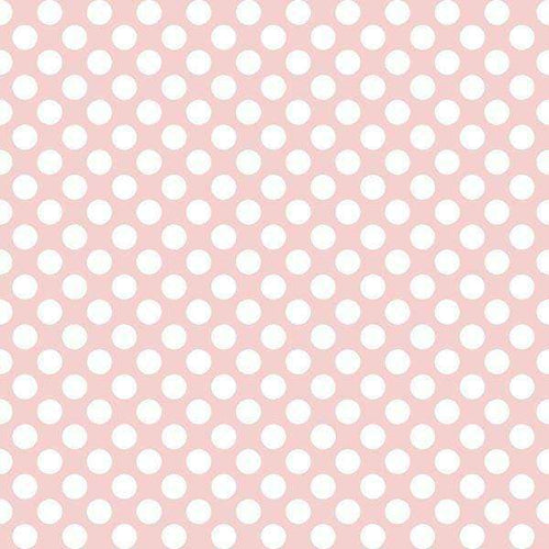 Delicate pink background with white polka dots