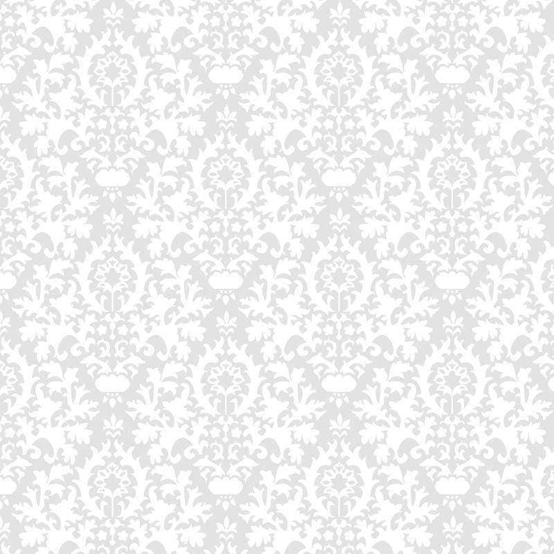 Subtle gray damask pattern on a white background