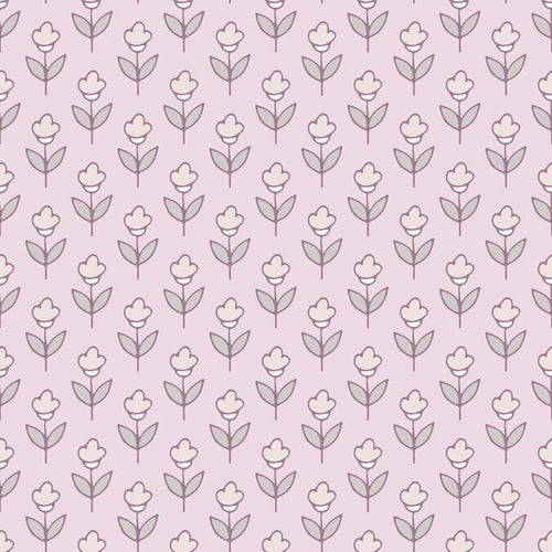 Seamless floral pattern with stylized flowers on a pink background
