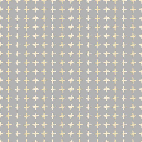 Gray background with white and yellow crosses pattern