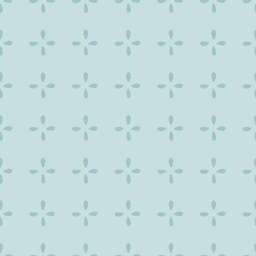 Repeating floral pattern on a soft blue background