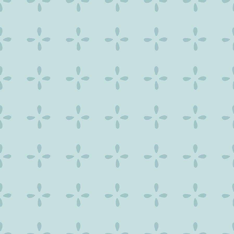 Repeating floral pattern on a soft blue background