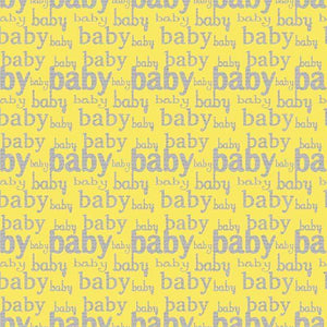 Repeated 'baby' word pattern in pastel yellow