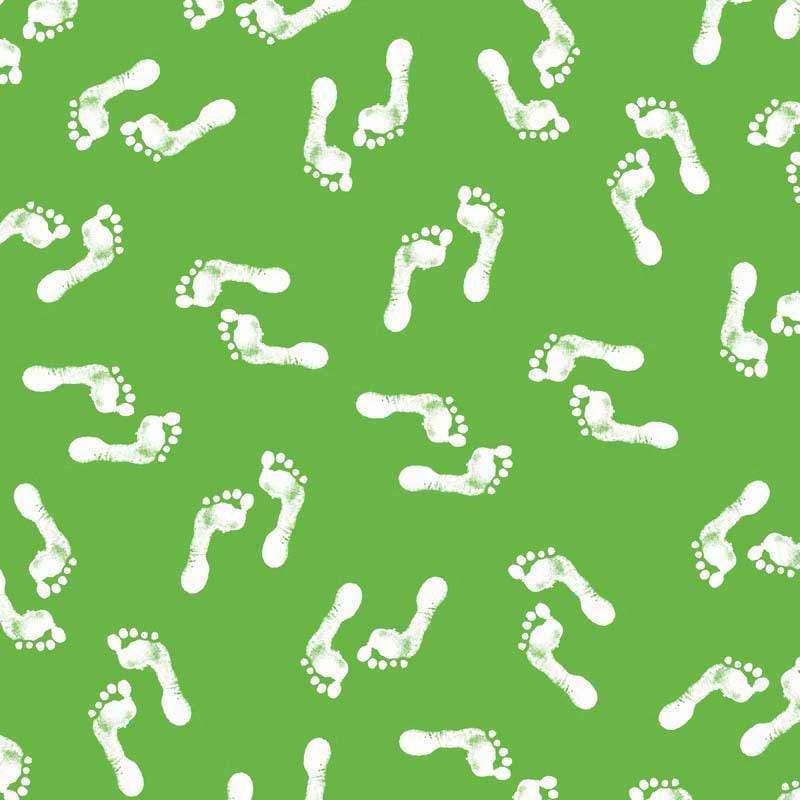 Green background with white footprint pattern