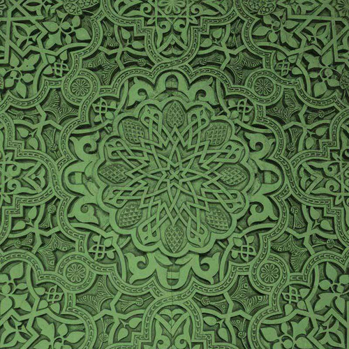 Green mandala-inspired intricate pattern