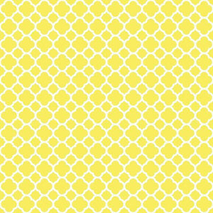 Repeating yellow quatrefoil pattern on a pale background