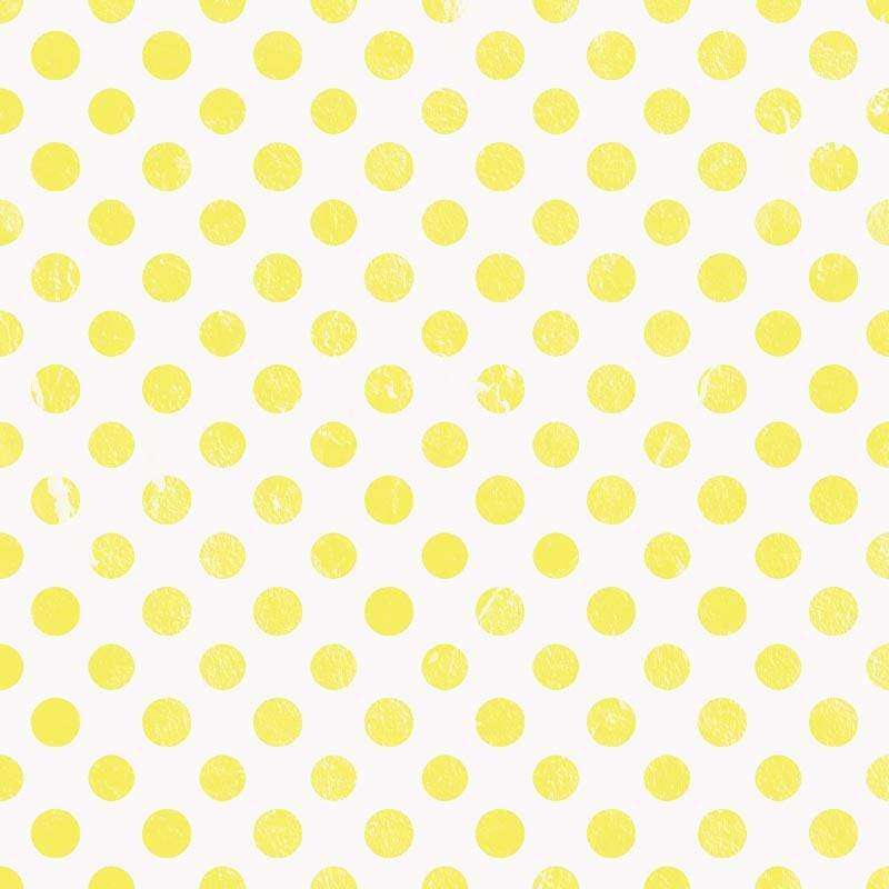 Yellow polka dots on a white background