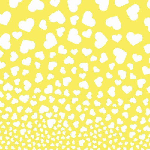 White heart shapes scattered on a sunny yellow background