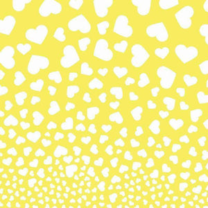 White heart shapes scattered on a sunny yellow background