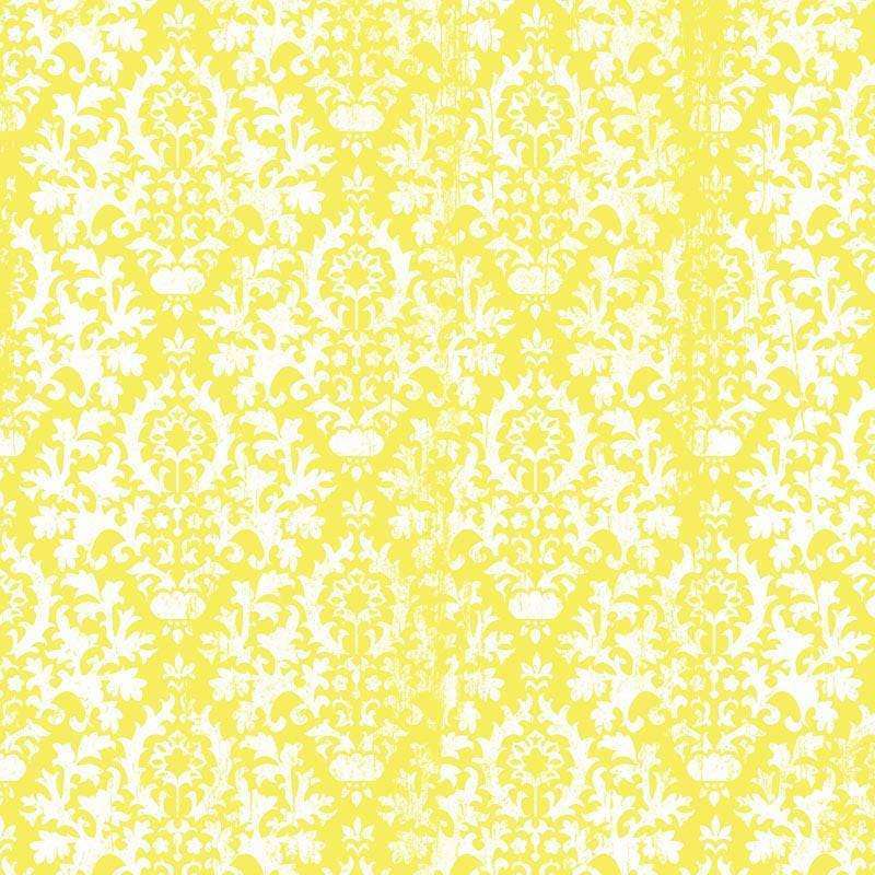 Intricate yellow and white damask pattern