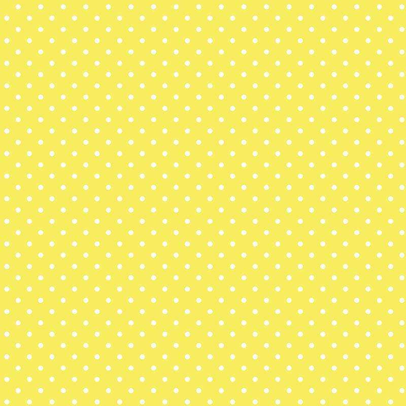 Yellow fabric with white polka dots pattern