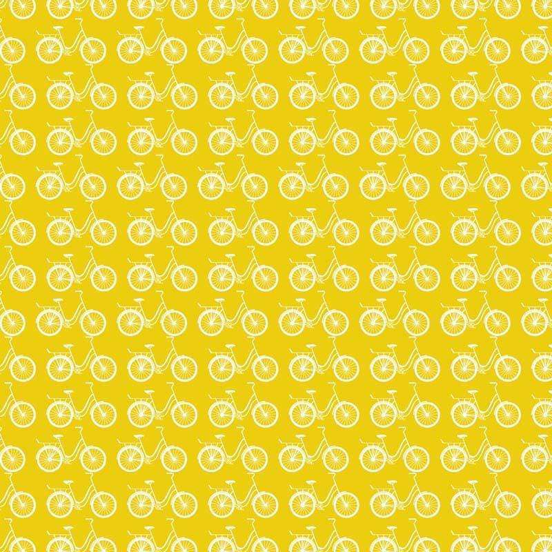 Repeated bicycle pattern on a yellow background