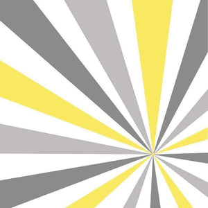 Abstract sunburst pattern with yellow, gray, and white rays
