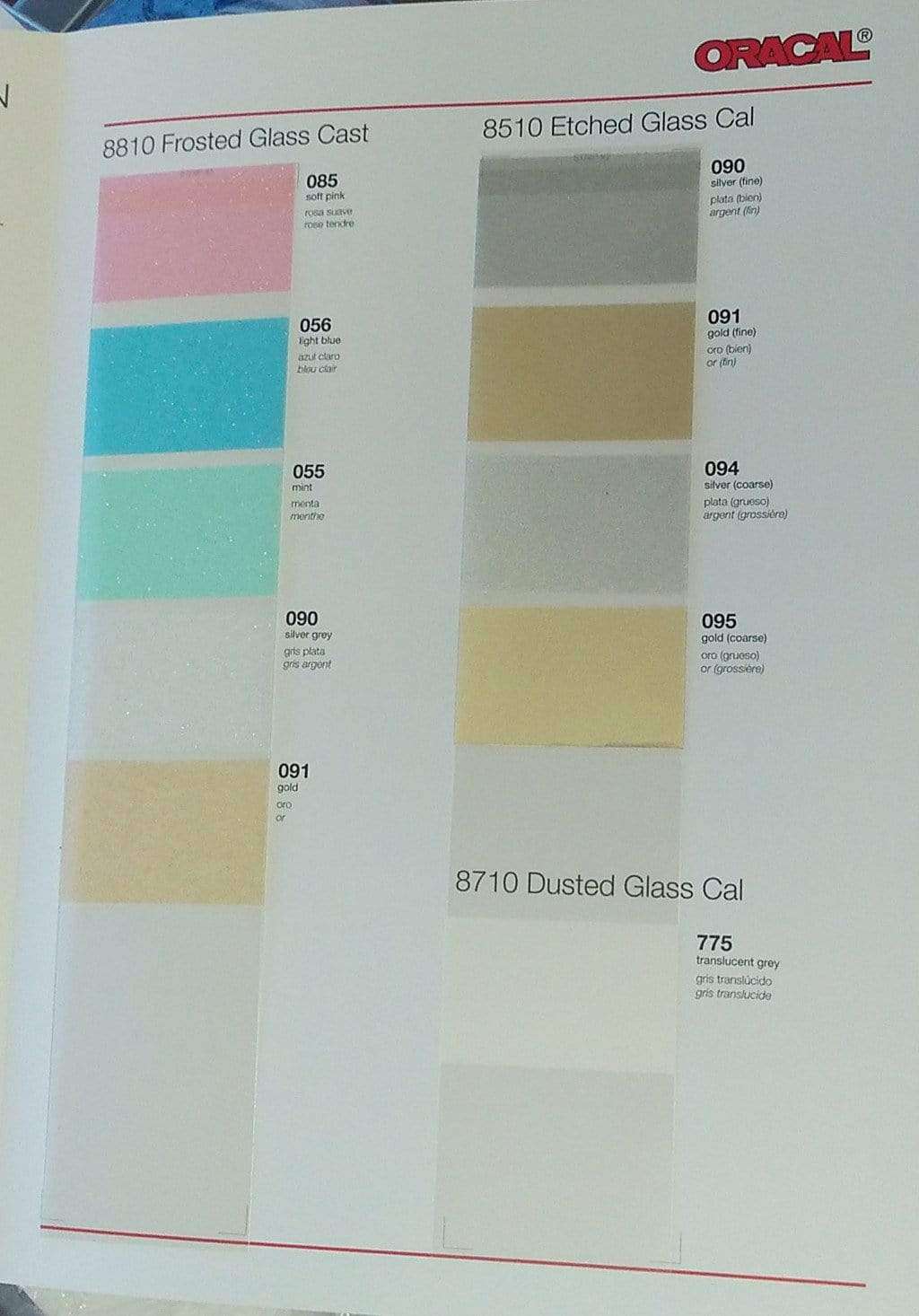 Crafter's Vinyl Supply More ORACAL® 8510/8810/8710 Colour Chart by Crafters Vinyl Supply